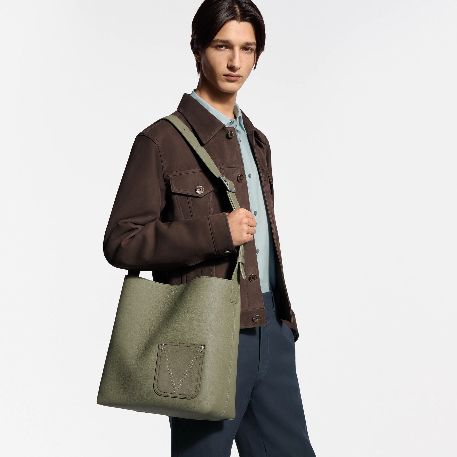 Men's Verso Hobo LV Touch Calfskin Khaki