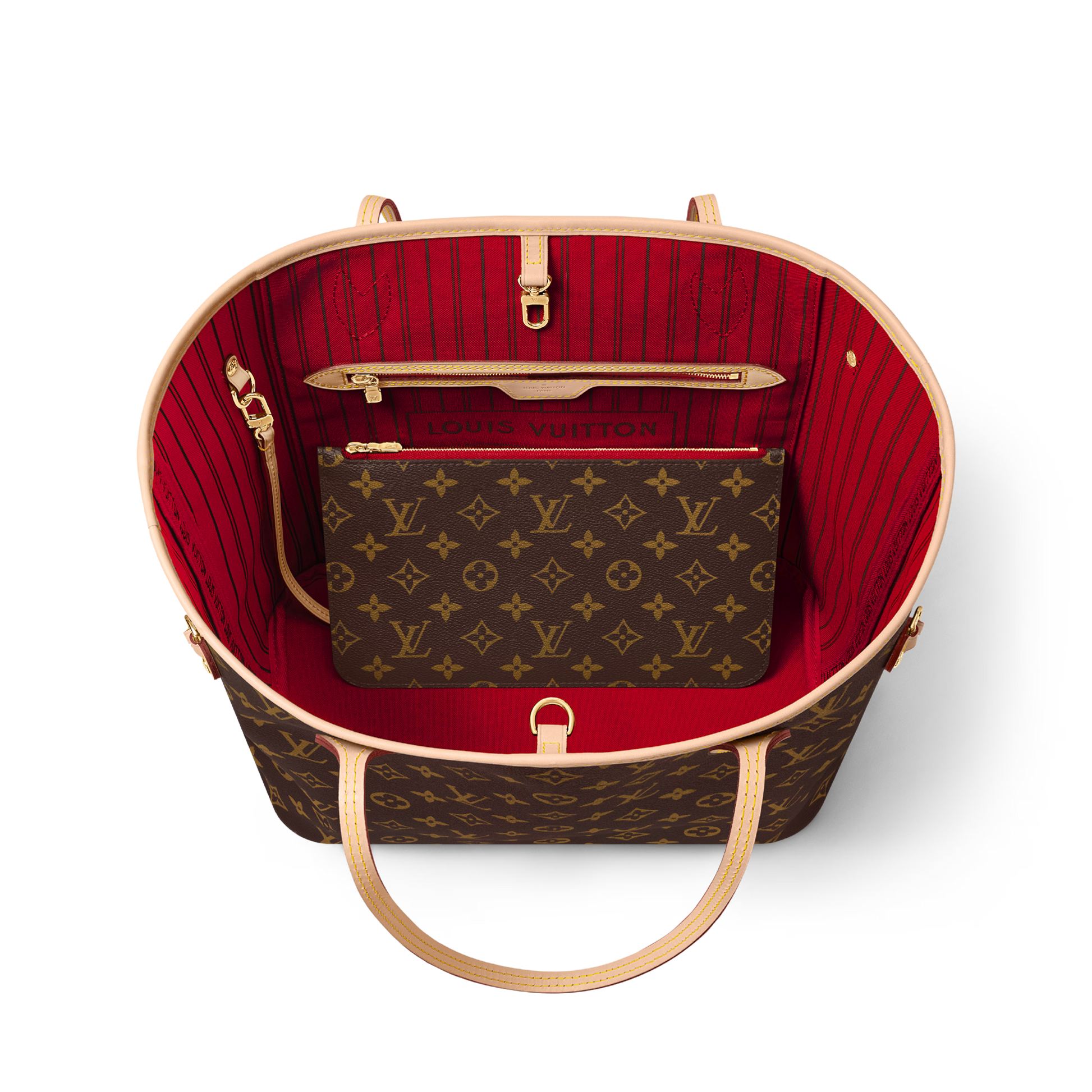 Women's Neverfull MM Tote Monogram Canvas Cherry