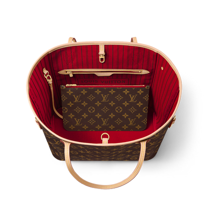 Women's Neverfull MM Tote Monogram Canvas Cherry