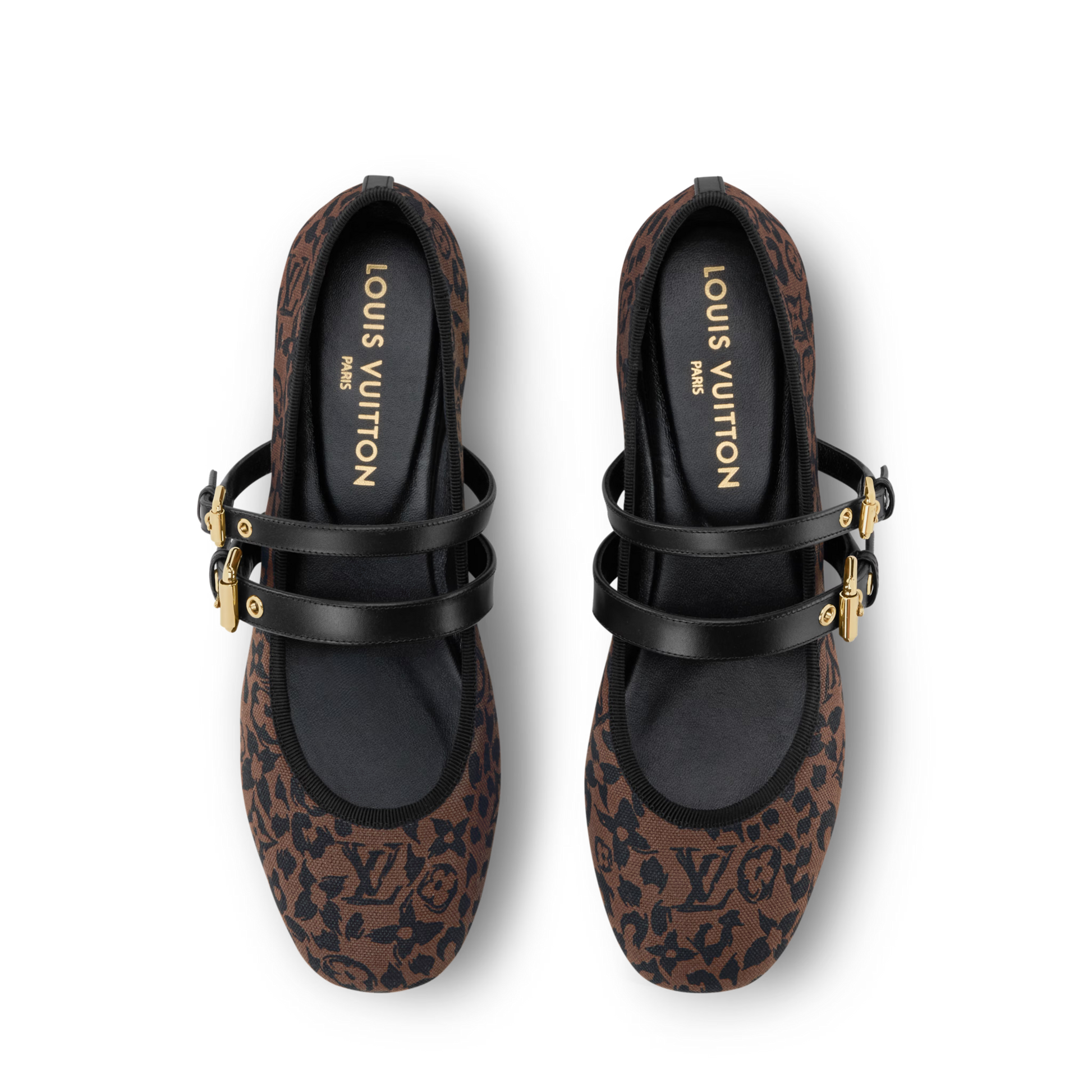 Women's Bella Mary-Jane Ballerina Brown Monogram Leopard Canvas 1AJNVB