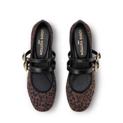 Women's Bella Mary-Jane Ballerina Brown Monogram Leopard Canvas 1AJNVB