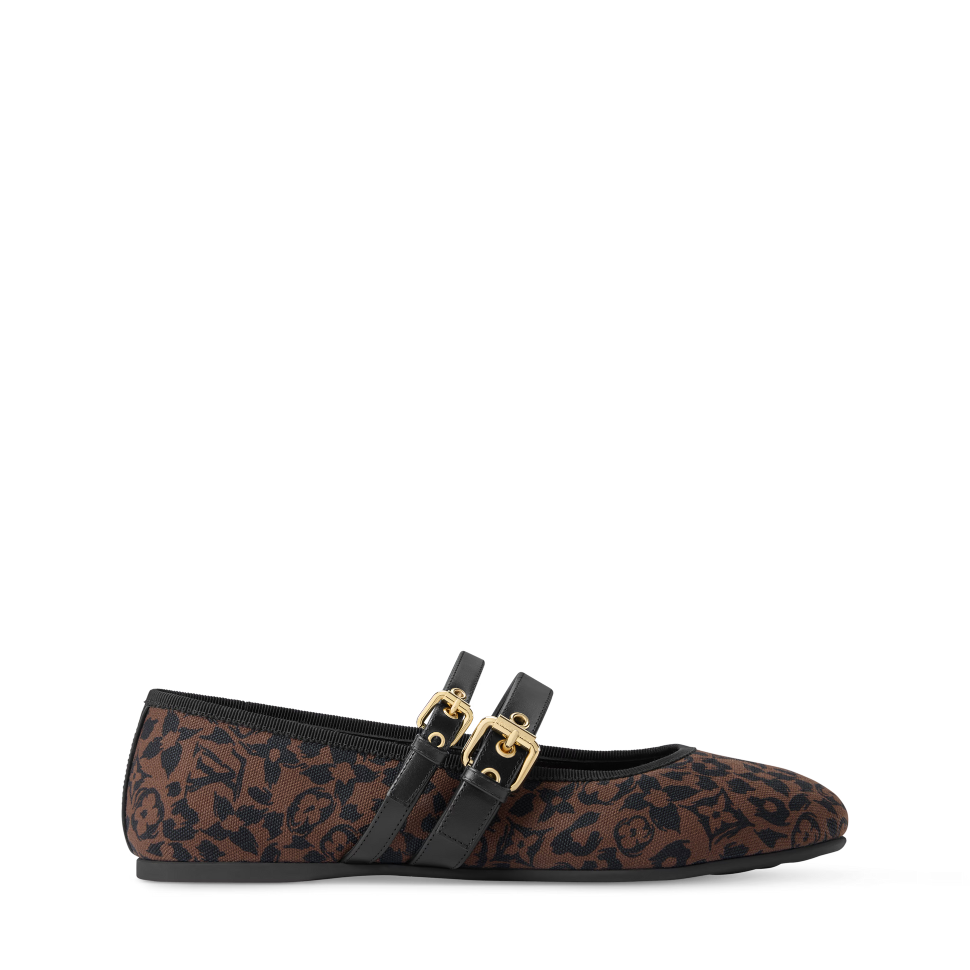 Women's Bella Mary-Jane Ballerina Brown Monogram Leopard Canvas 1AJNVB