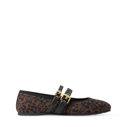 Women's Bella Mary-Jane Ballerina Brown Monogram Leopard Canvas 1AJNVB