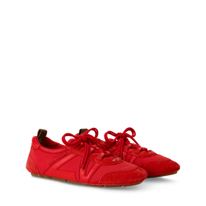Women's LV Sneakerina Red Technical Nylon & Suede Calf Leather Sneaker 1AJPC5