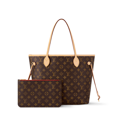 Women's Neverfull MM Tote Monogram Canvas Cherry
