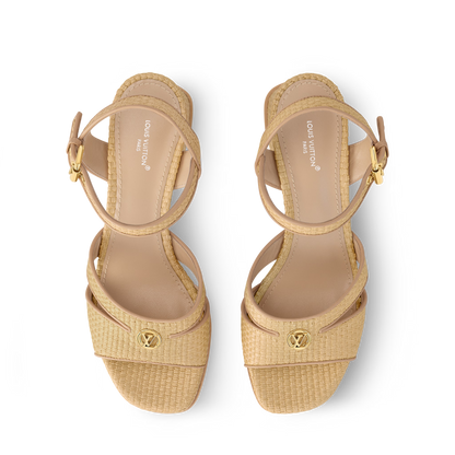 Women's Maya Heeled Platform Sandal Natural Raffia 1AHNPG