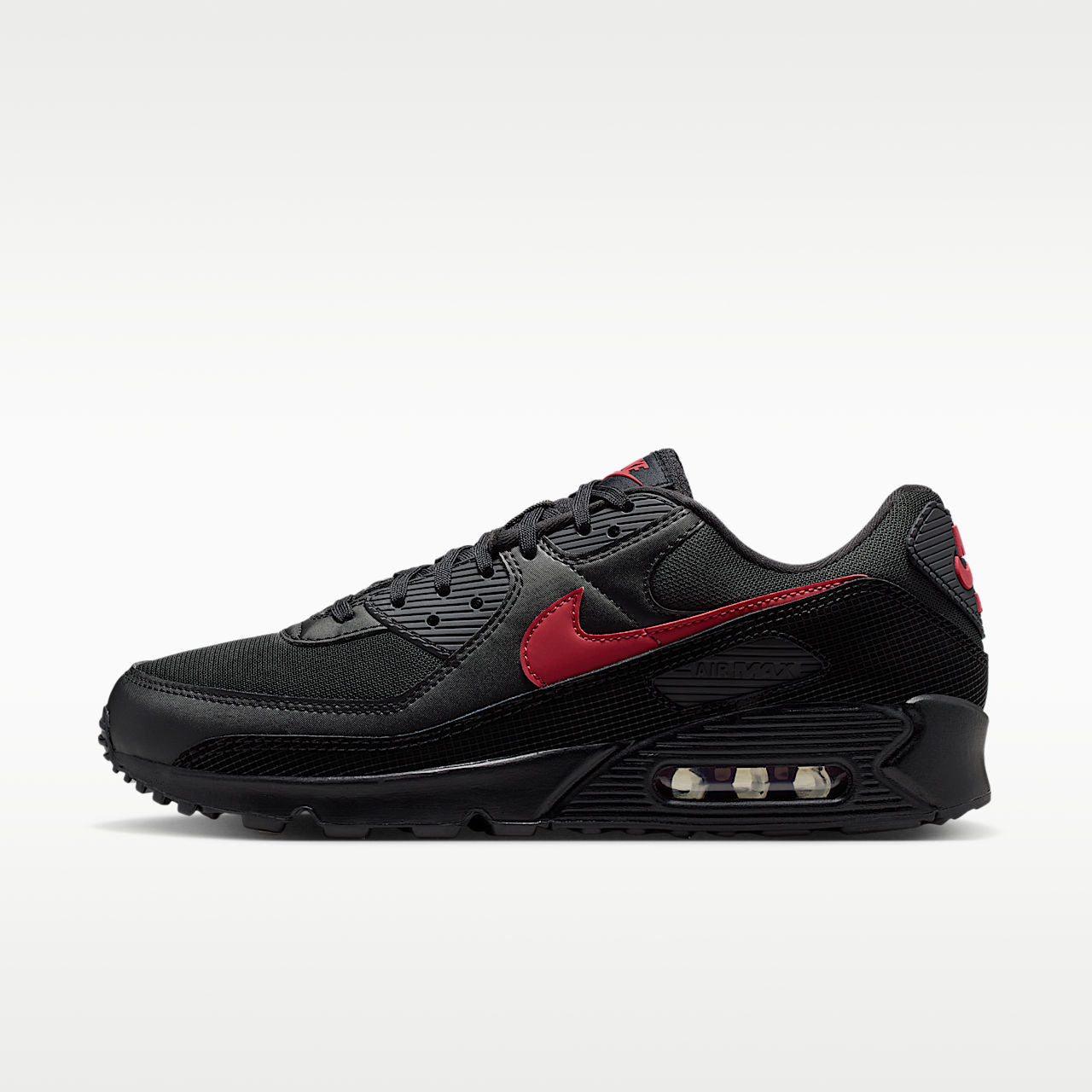 Air Max 90 Premium Men's Shoes - Black/Black/Tough Red