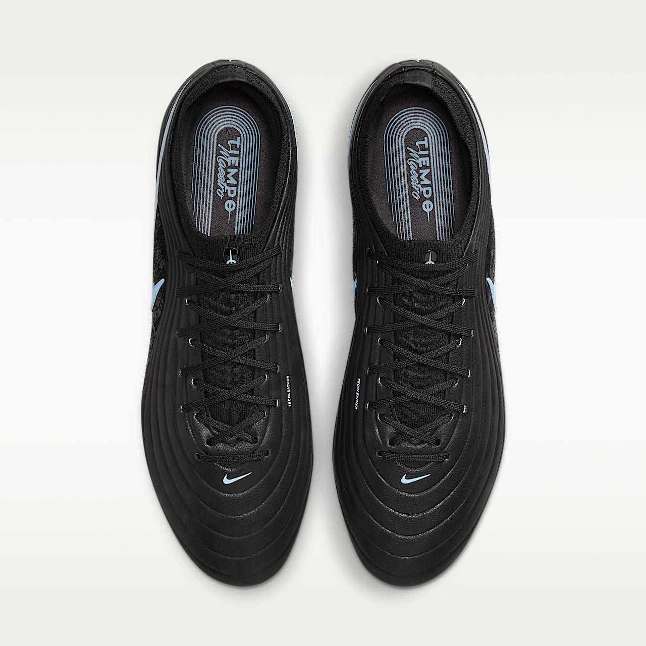 Tiempo Maestro Elite Low-Top Soccer Cleats TECHLEATHER Black/Ice Blue