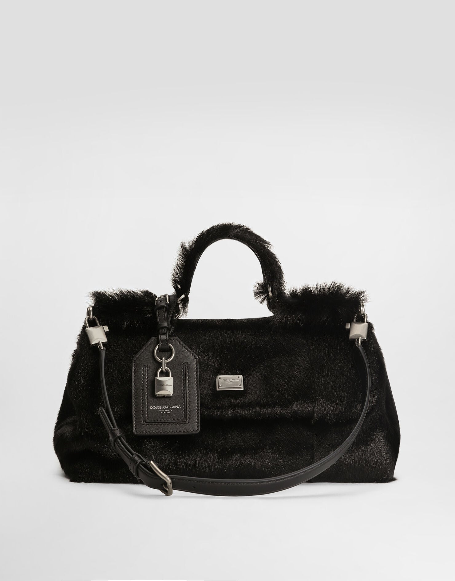 My Sicily Handbag Kid Goat and Plongé Calfskin Black Miami Palladium Plating