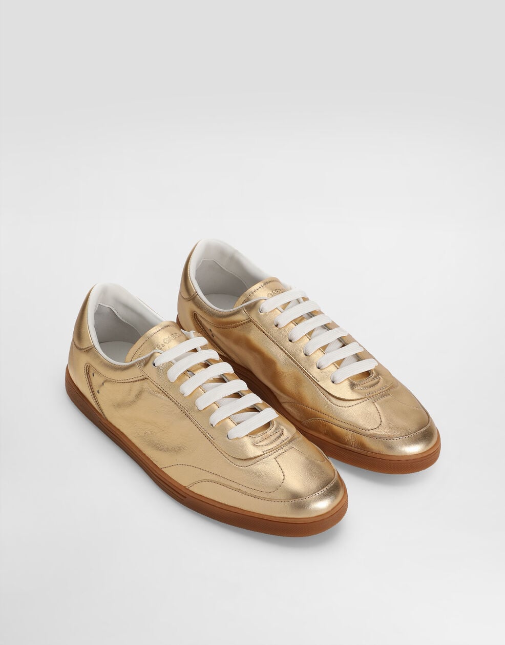 Saint Tropez Men's Foiled Leather Sneakers Gold
