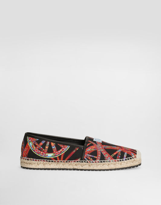 Carretto-Print Canvas and Nappa Leather Espadrilles Multicolor