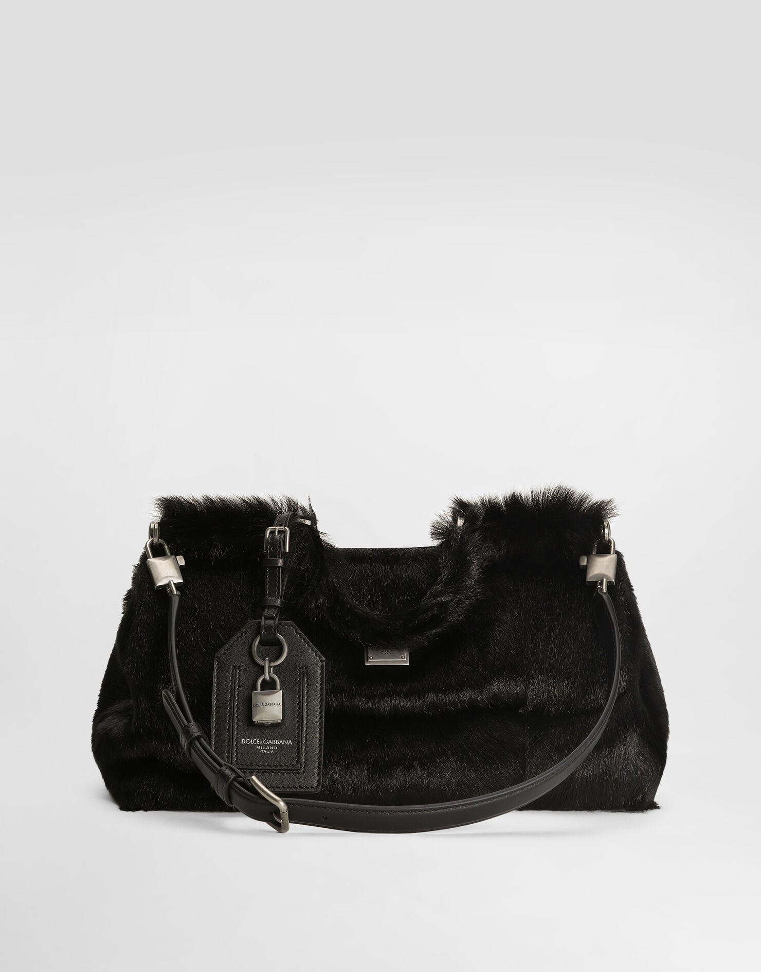 My Sicily Handbag Kid Goat and Plongé Calfskin Black Miami Palladium Plating