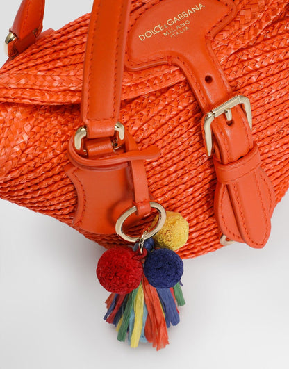 Coffa Capri Tote Bag Raffia Multi-colored Gold-Toned Hardware