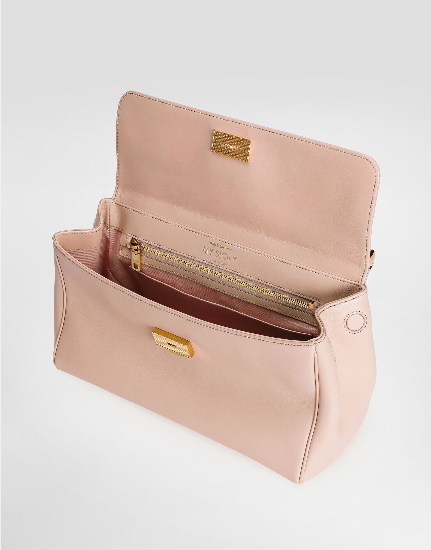 Medium My Sicily Handbag Plongé Calfskin Beige Vintage Brass Hardware