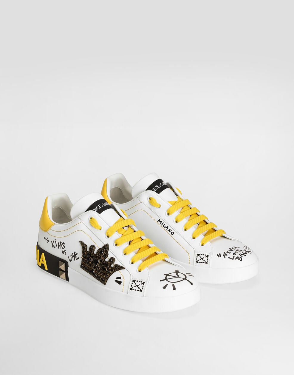 Portofino Men's Nappa Calfskin Lace-Up Sneakers Multicolor