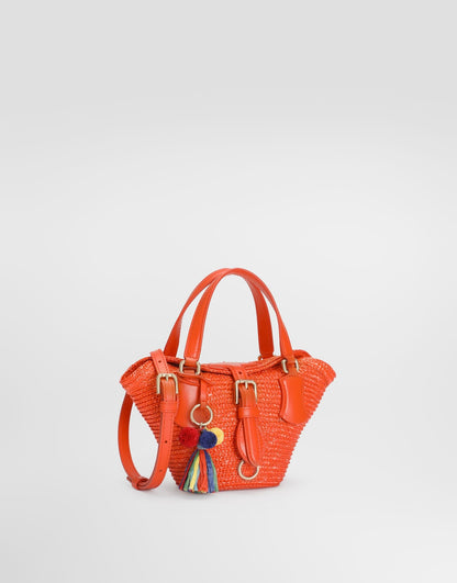 Coffa Capri Tote Bag Raffia Multi-colored Gold-Toned Hardware