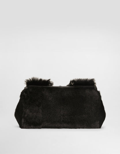 My Sicily Handbag Kid Goat and Plongé Calfskin Black Miami Palladium Plating