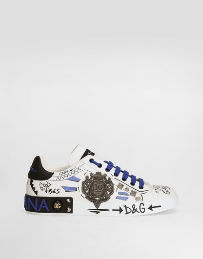 Portofino Men's Calfskin Sneakers with Patch Multicolor