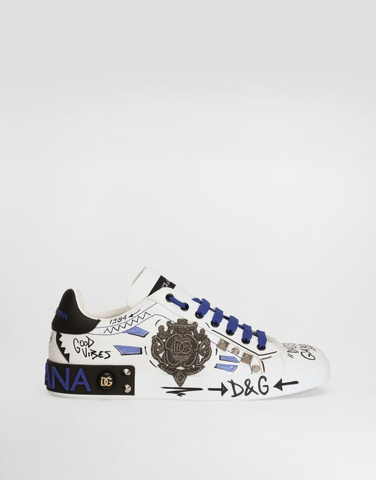 Portofino Men's Calfskin Sneakers with Patch Multicolor