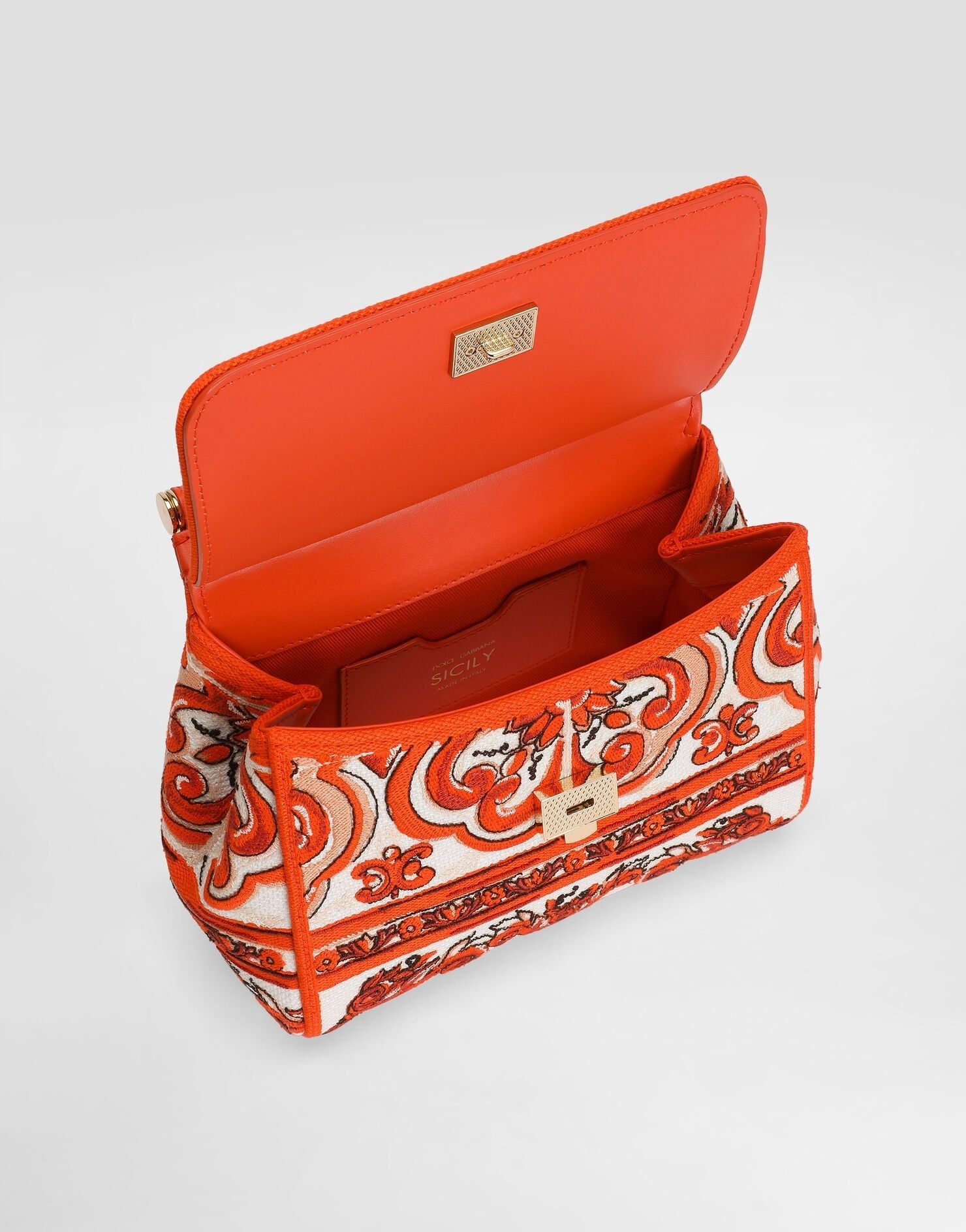 Small Sicily Handbag Leather Orange Gold-Toned Hardware