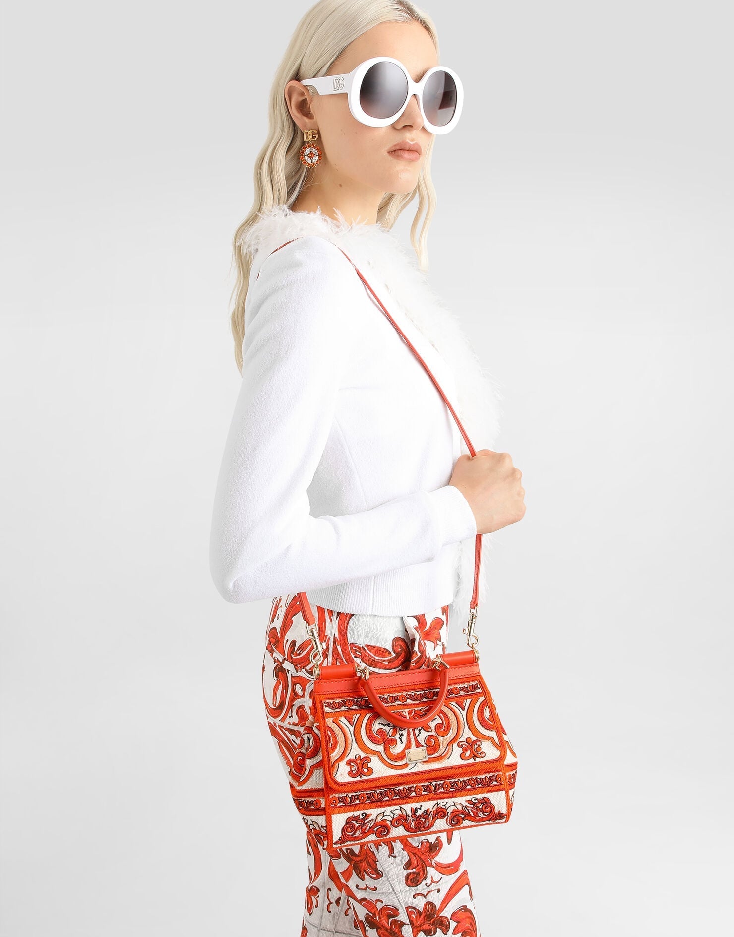 Small Sicily Handbag Leather Orange Gold-Toned Hardware