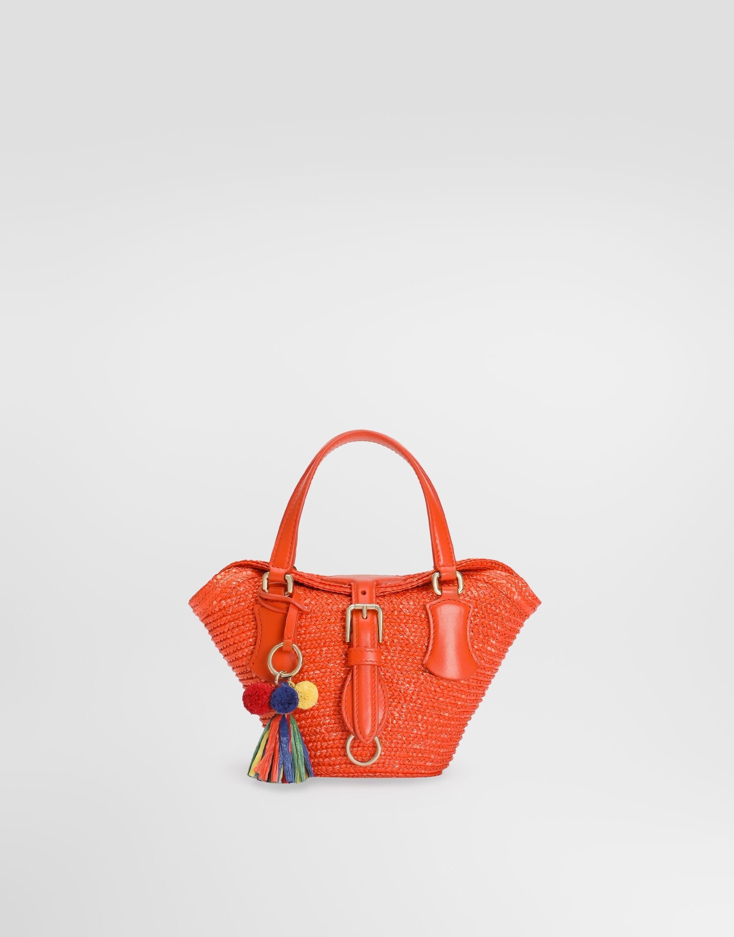 Coffa Capri Tote Bag Raffia Multi-colored Gold-Toned Hardware
