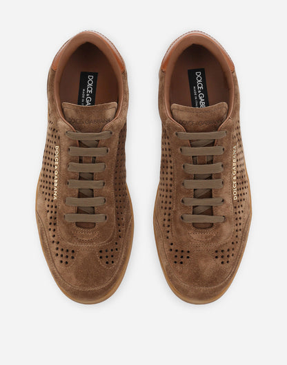 Men's Suede Saint Tropez Sneakers Beige Italian Calfskin Casual Shoe