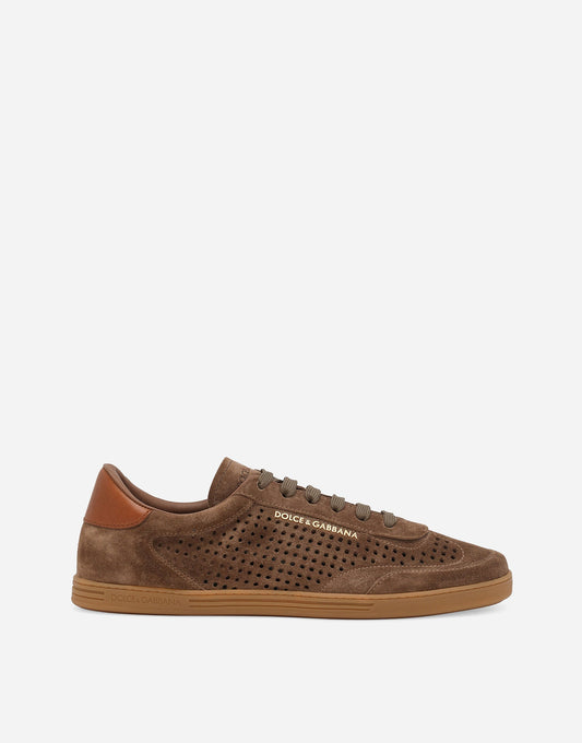 Men's Suede Saint Tropez Sneakers Beige Italian Calfskin Casual Shoe