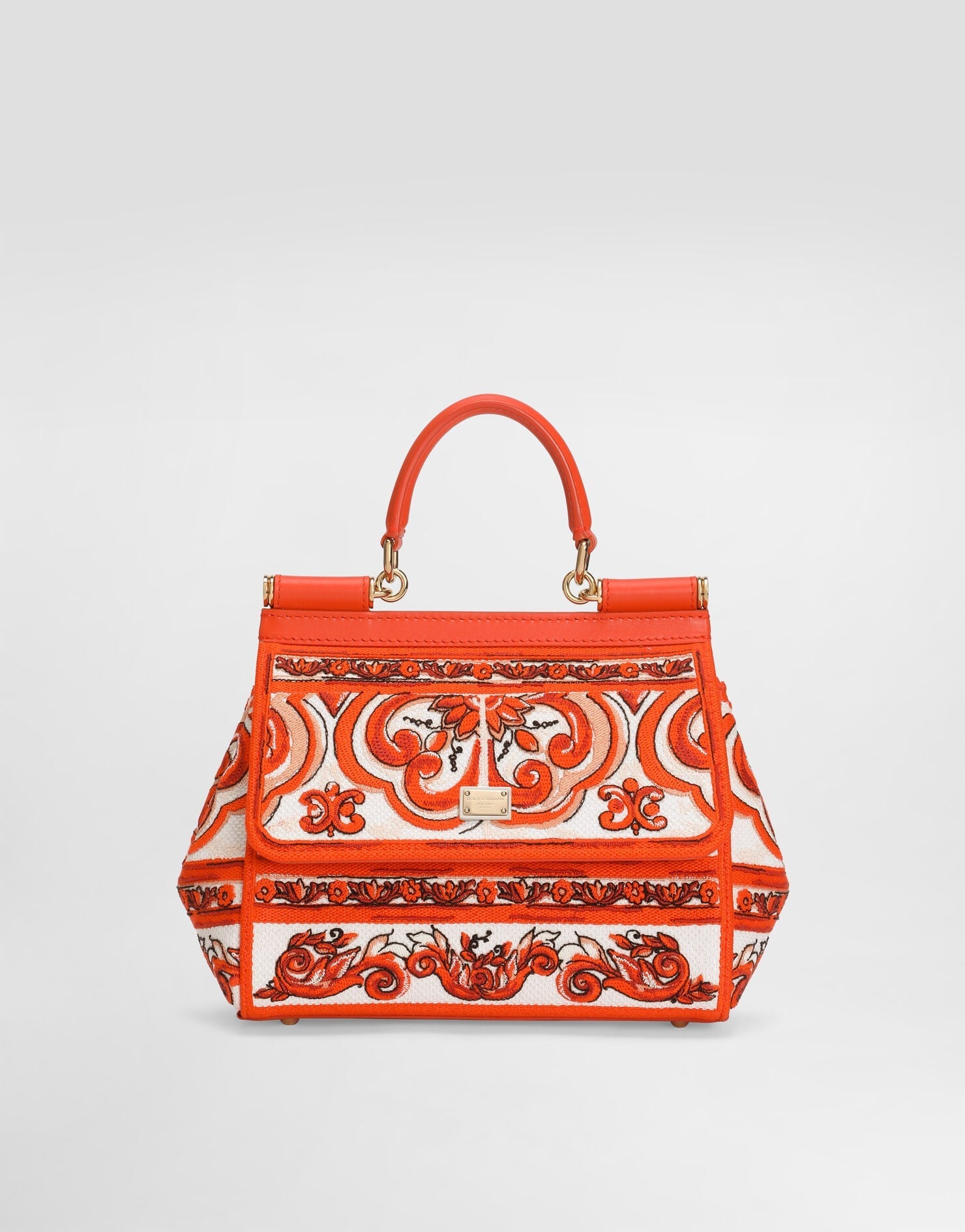 Small Sicily Handbag Leather Orange Gold-Toned Hardware