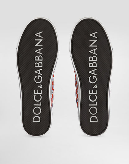Dg Sailing Sneakers In Printed Canvas Multicolor