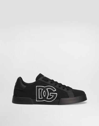 Portofino Light Canvas Calfskin Strobel Sneakers Black