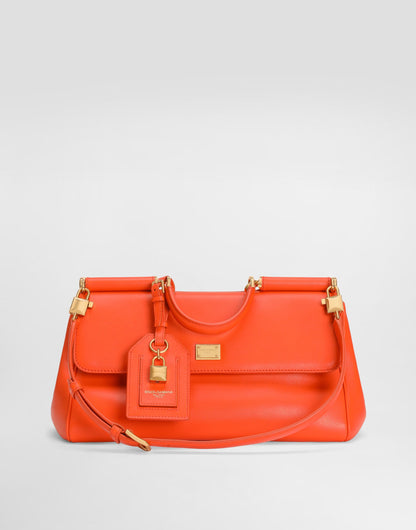 Medium My Sicily Handbag Plongé Calfskin Leather Orange Gold-Toned Hardware