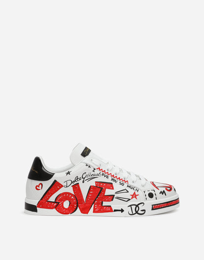 Men's Portofino Love Limited Edition Leather Sneakers Multicolor