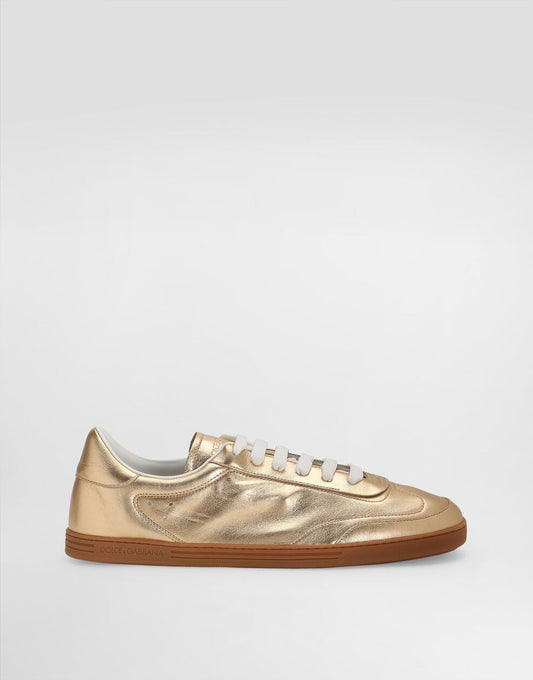 Saint Tropez Men's Foiled Leather Sneakers Gold