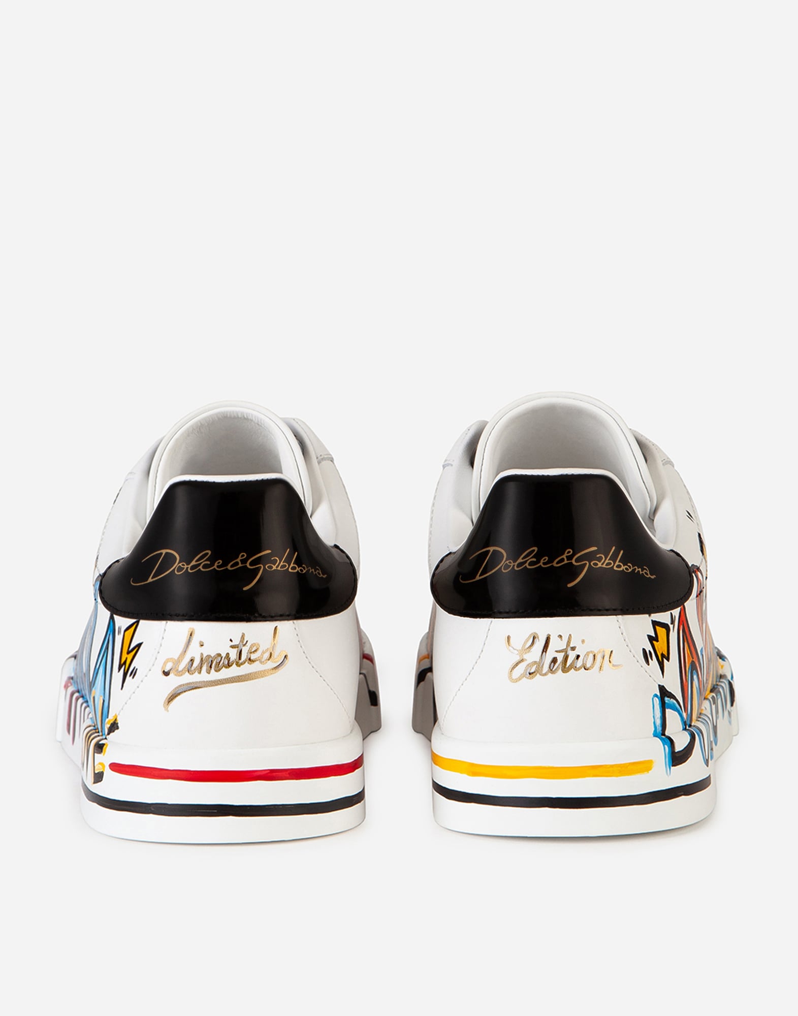 DGLimited Portofino Men's Hand-Painted Calfskin Sneakers White