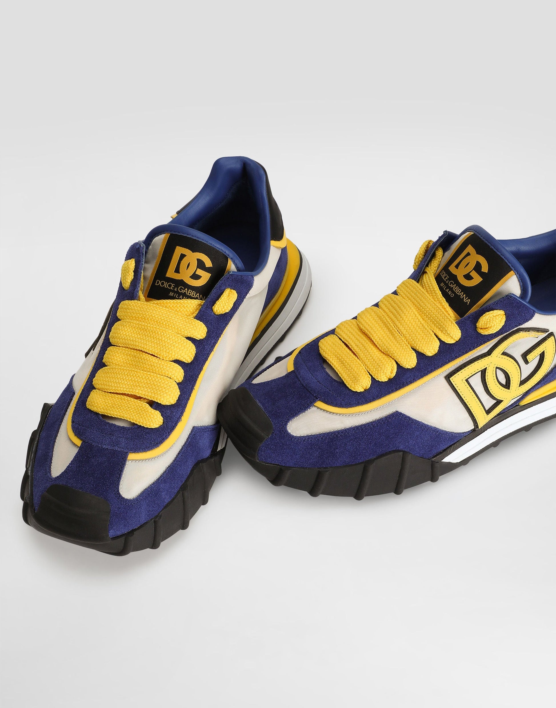Men's Fabric Athletic Sneakers with Logo Patch Multicolor