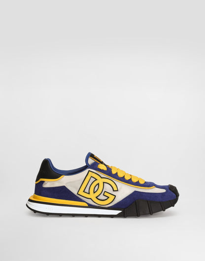 Men's Fabric Athletic Sneakers with Logo Patch Multicolor