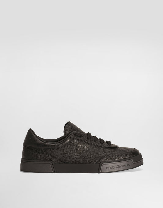 Men's Portofino Yacht Tumbled Calfskin Lace-Up Sneakers Black