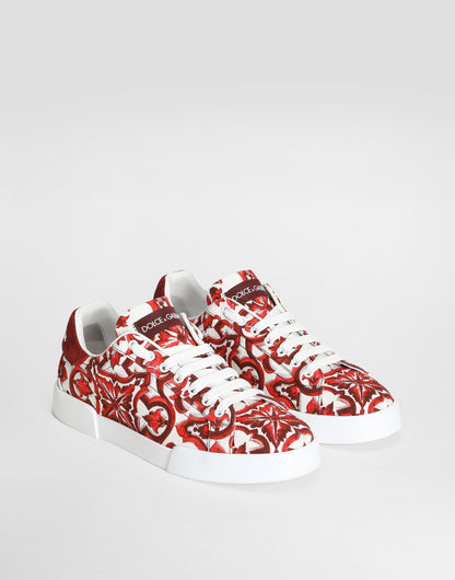 Portofino Majolica-Print Canvas Sneakers Multicolor